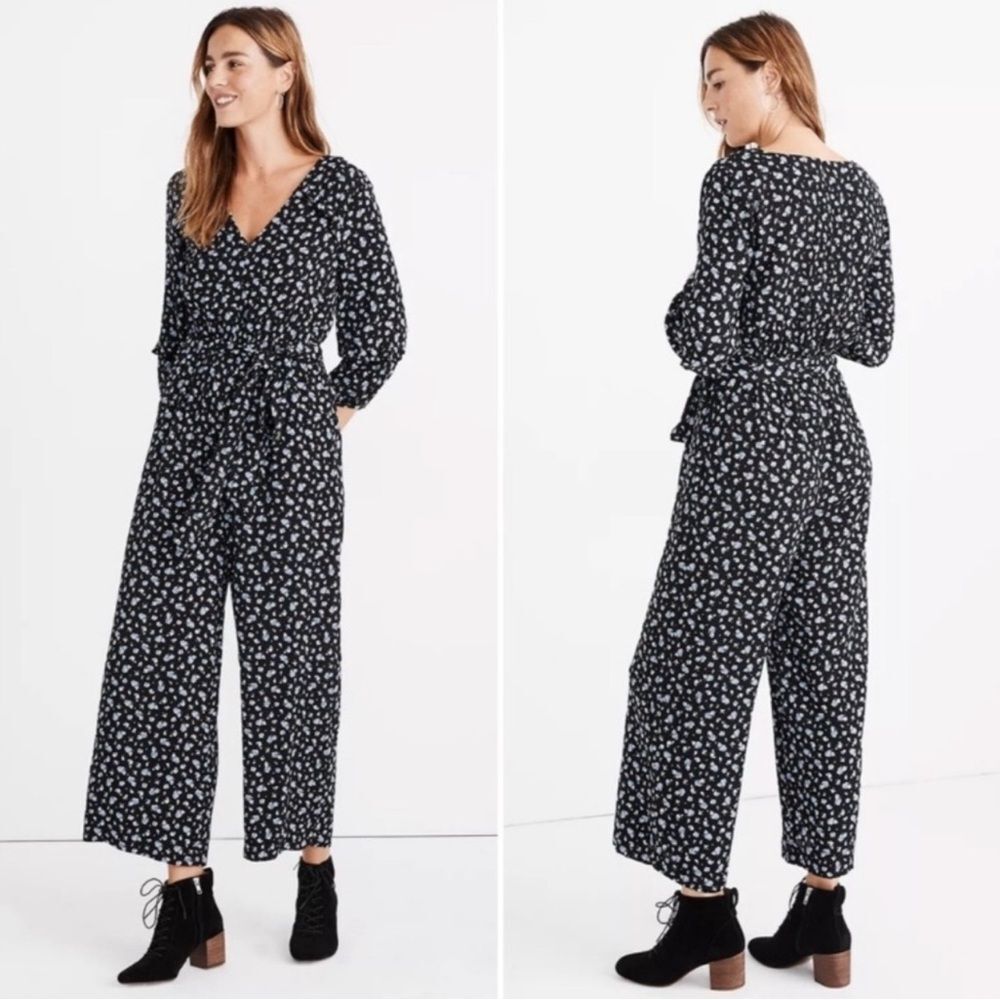 Madewell Jumpsuit Women Medium Ruffle Sleeve Tie Waist Baby’s Breath size M